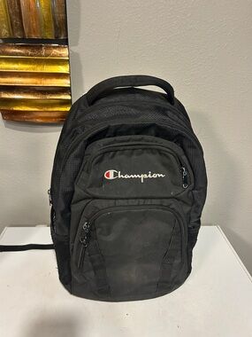 Champion Black Backpack with Logo Accent